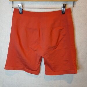 AUROLA Seamless Ruched Butt‎ Lift High Waisted Biker Shorts Orange Women's Small
